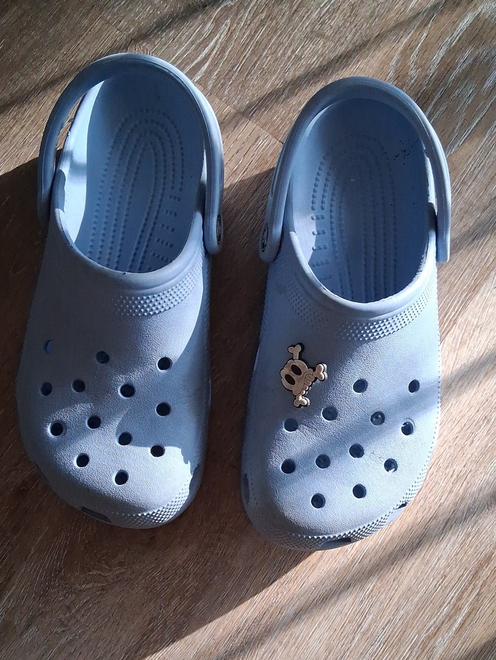 CROCS Light Blue Men Slip-On Clogs with Skull Charm